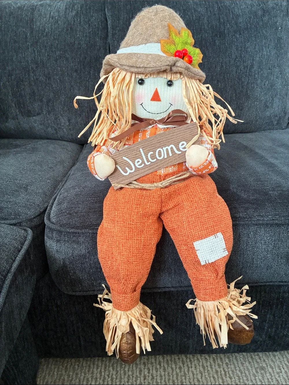NWT- 25-1/2”- Fall Harvest- Welcome Scarecrow Sitter Greeter Decoration